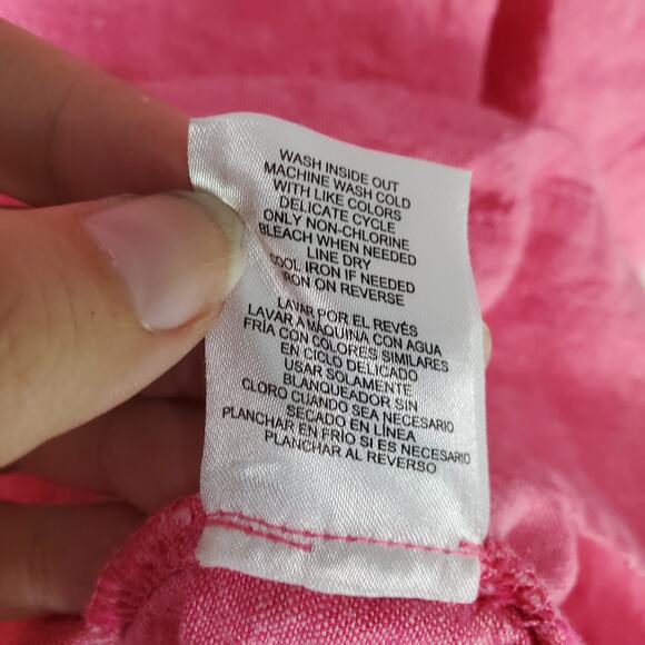 Lands End Womens Pink Split Neck Linen Blend 3/4 Sleeve Tunic Top Size XL - Picture 6 of 6